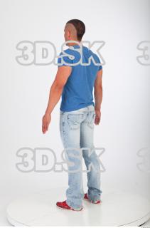 Whole body blue tshirt jeans photo reference of Regelio 0004